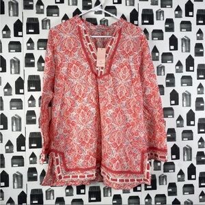 Saint Tropez Paisley, long sleeve blouse NWT